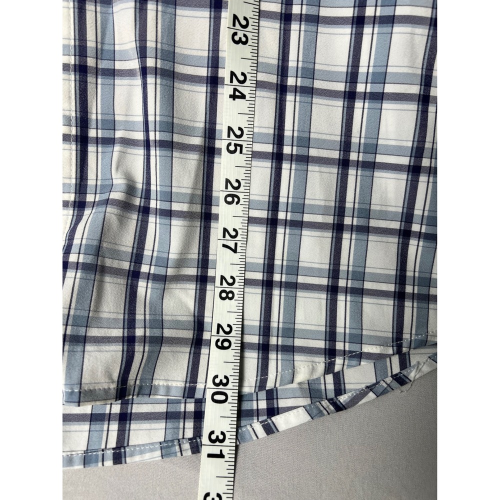 Mizzen+Main Leeward Collection Plaid Shirt Mens Large Blue White Stretch - Picture 6 of 7